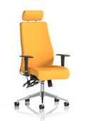 Onyx Ergo Posture Chair (Adjustable Arms) (With Headrest) (Back & Seat) Senna Yellow