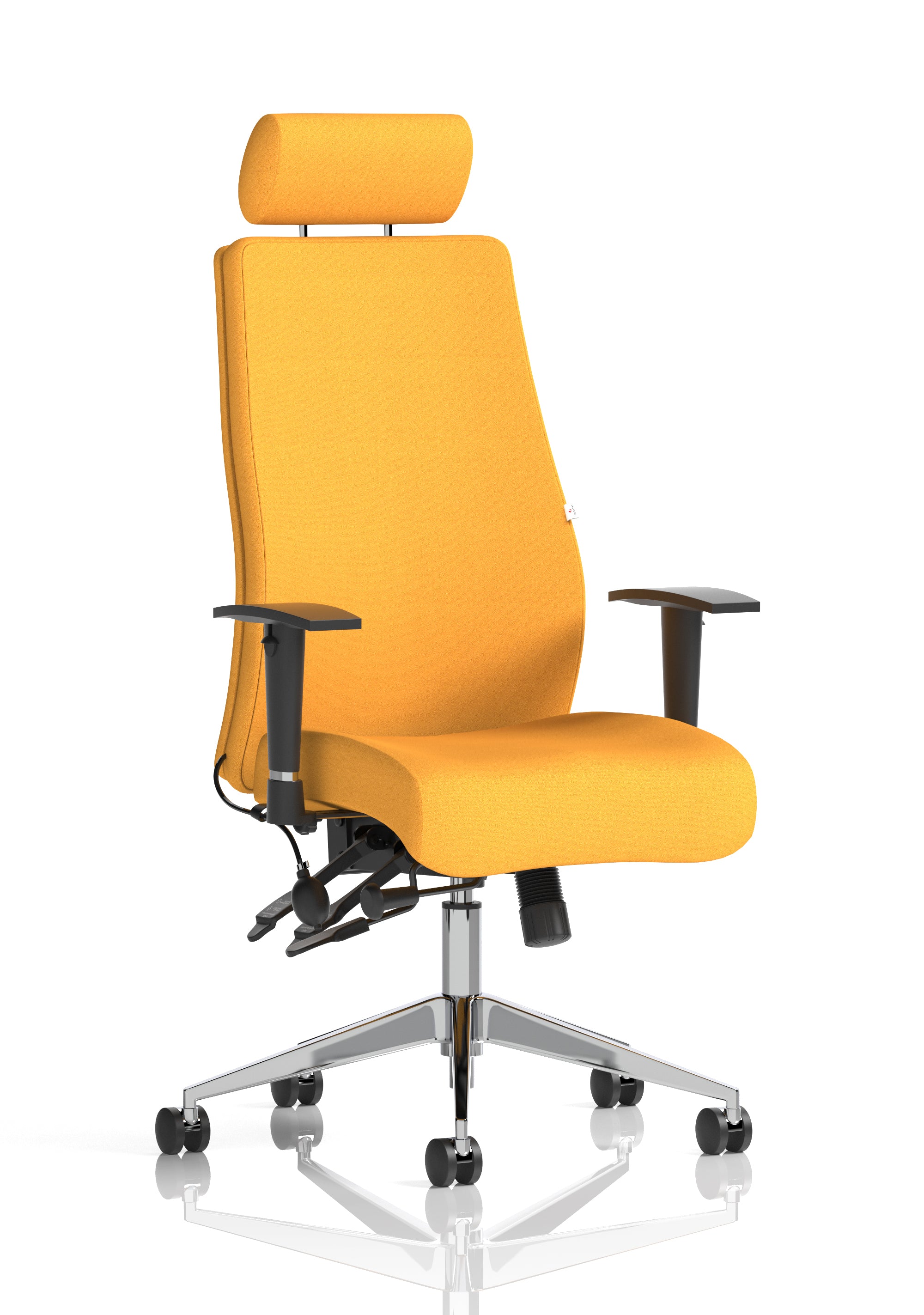 Onyx Ergo Posture Chair (Adjustable Arms) (With Headrest) (Back & Seat) Senna Yellow