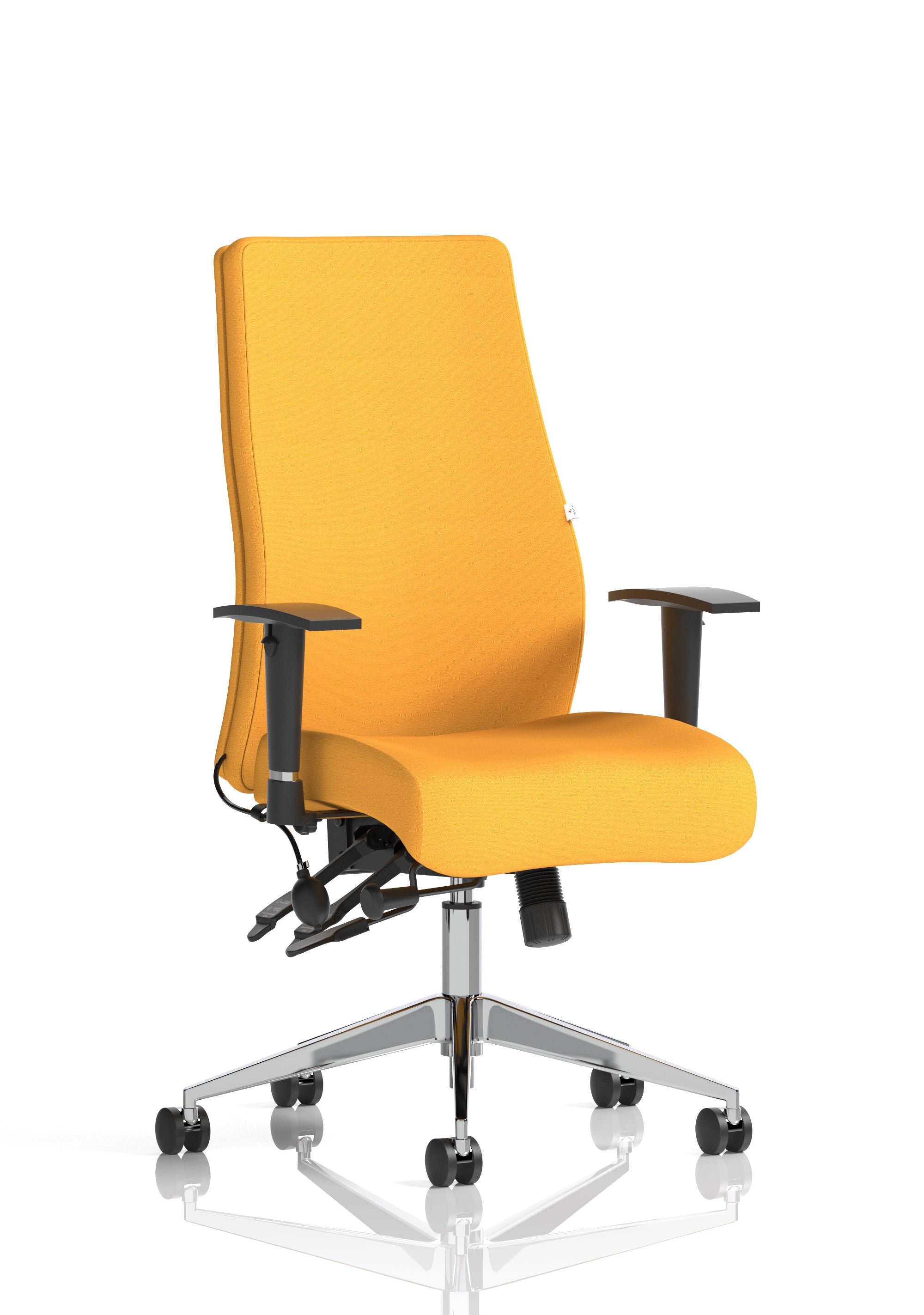 Onyx Ergo Posture Chair With Height Adjustable Arms Without Headrest Bespoke Colour Back And Seat Senna Yellow