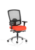 Regent High Mesh Back Ergonomic Task Operator Office Chair With Height Adjustable Arms Bespoke Colour Seat Tabasco Orange