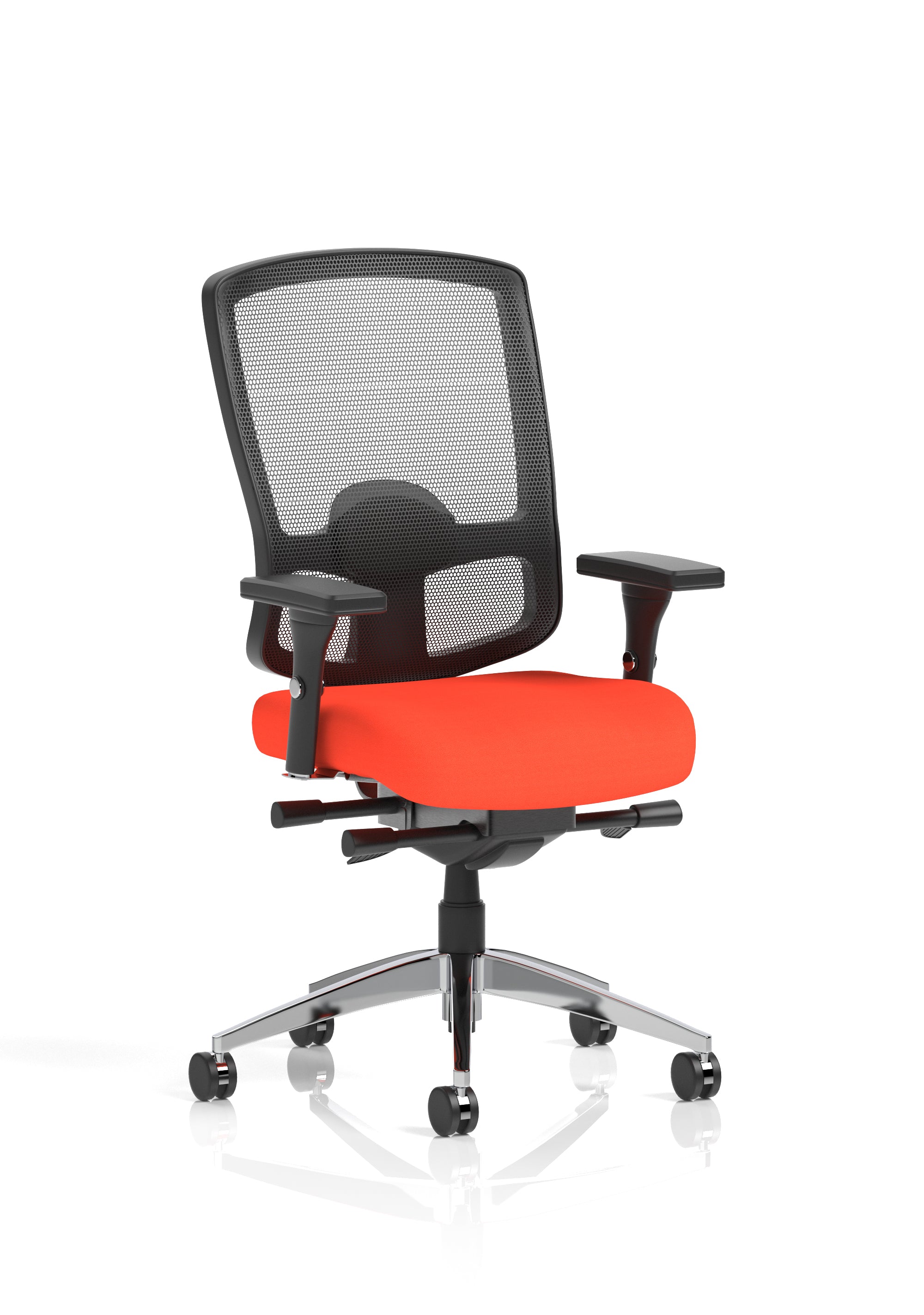 Regent High Mesh Back Ergonomic Task Operator Office Chair With Height Adjustable Arms Bespoke Colour Seat Tabasco Orange