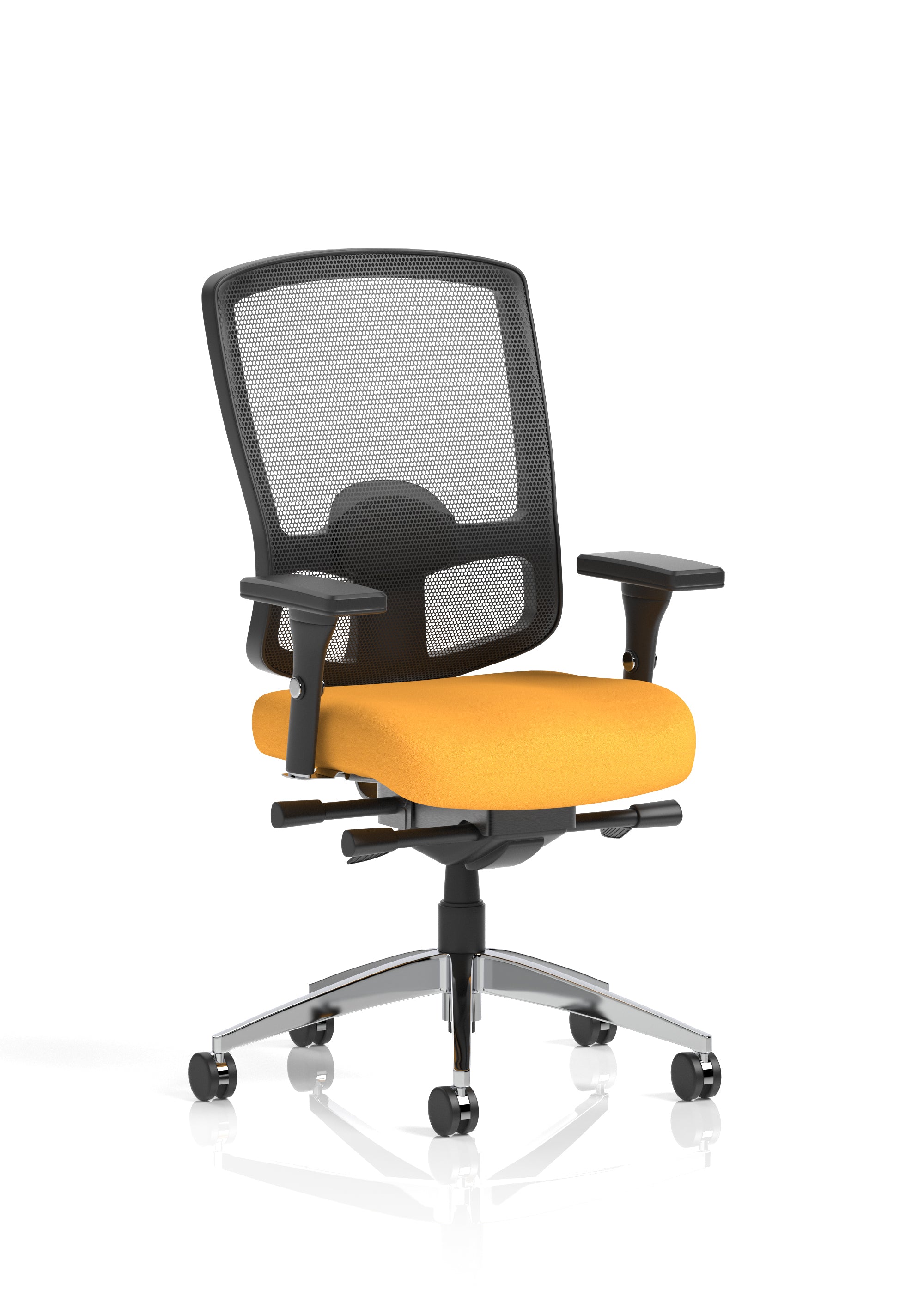 Regent High Mesh Back Ergonomic Task Operator Office Chair With Height Adjustable Arms Bespoke Colour Seat Senna Yellow