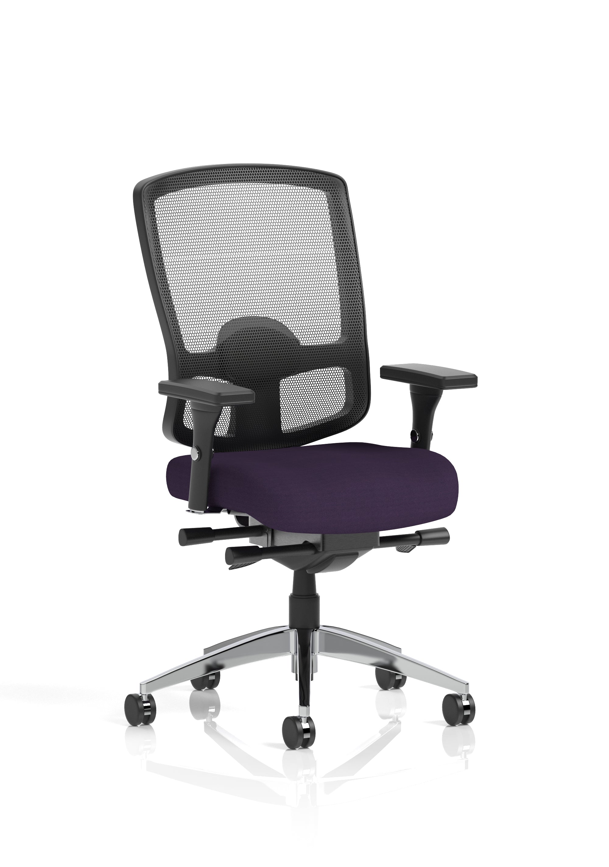 Regent High Mesh Back Ergonomic Task Operator Office Chair With Height Adjustable Arms Bespoke Colour Seat Tansy Purple
