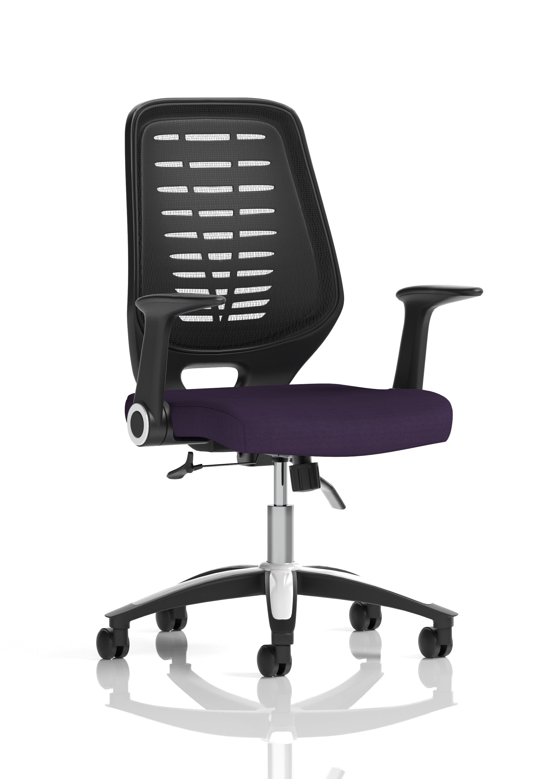 Relay Task Operator Chair Black Back With Folding Arms Bespoke Colour Tansy Purple