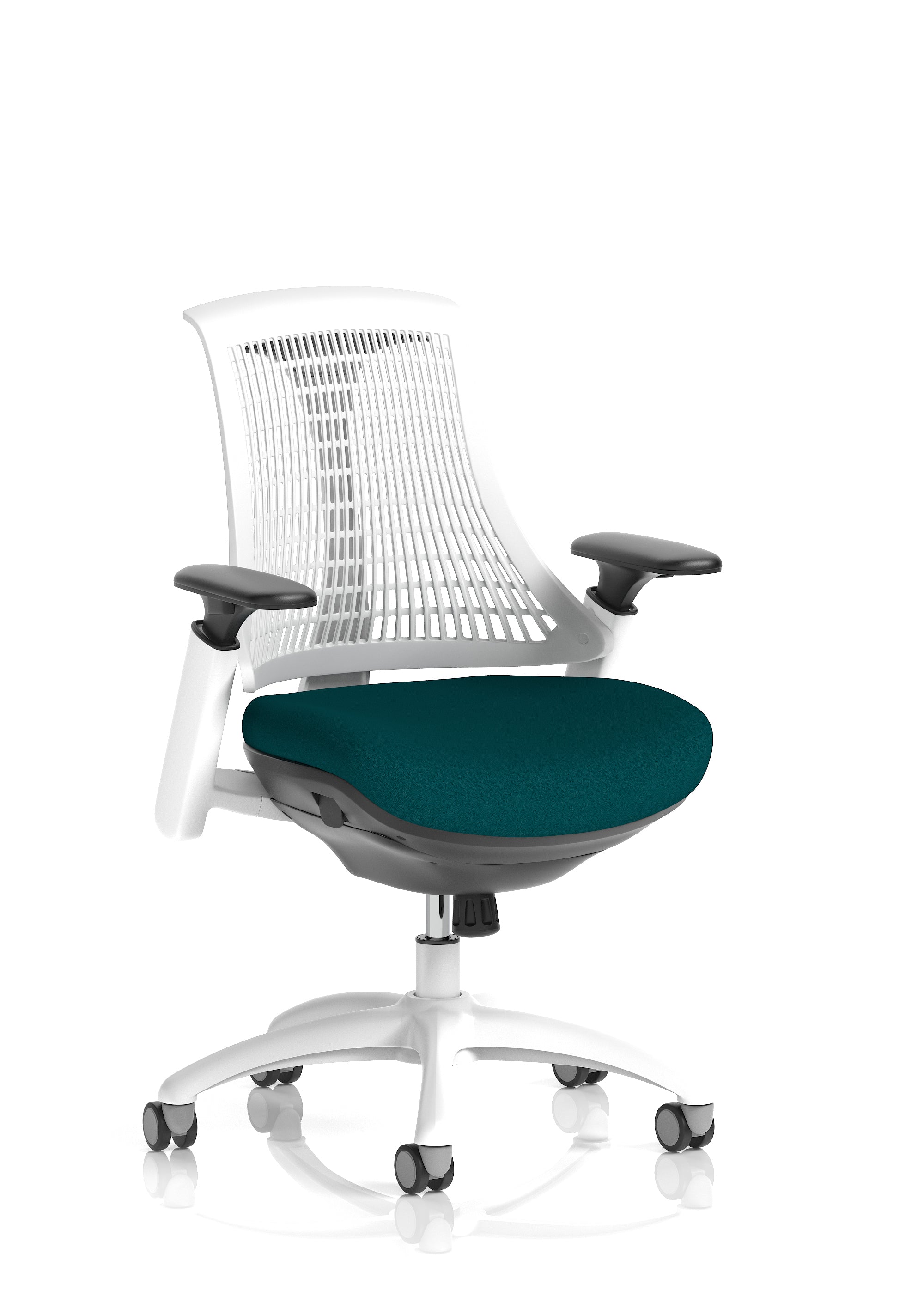 Flex Task Operator Chair White Frame White Back Maringa Teal