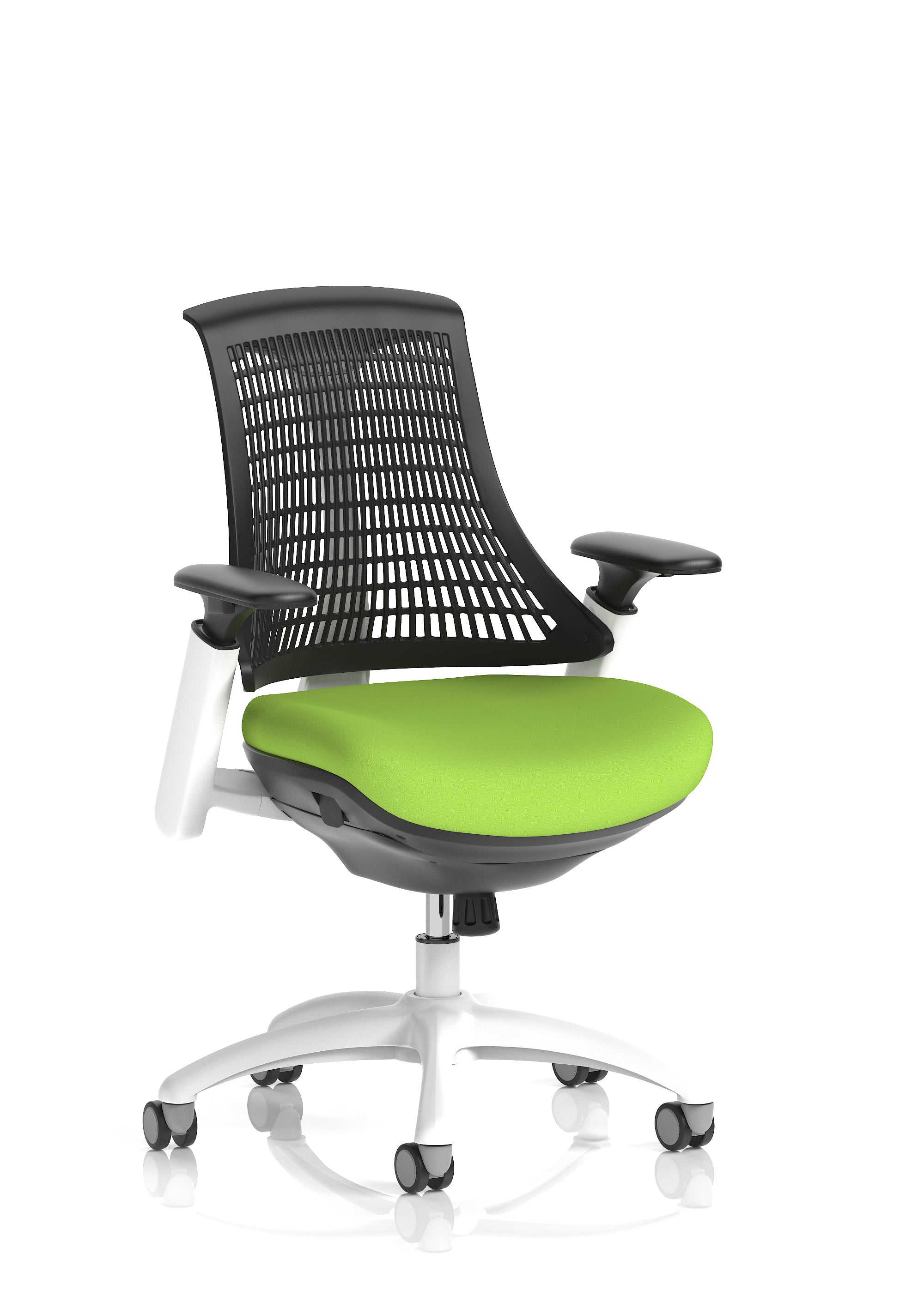 Flex Task Operator Chair White Frame Black Back Myrrh Green