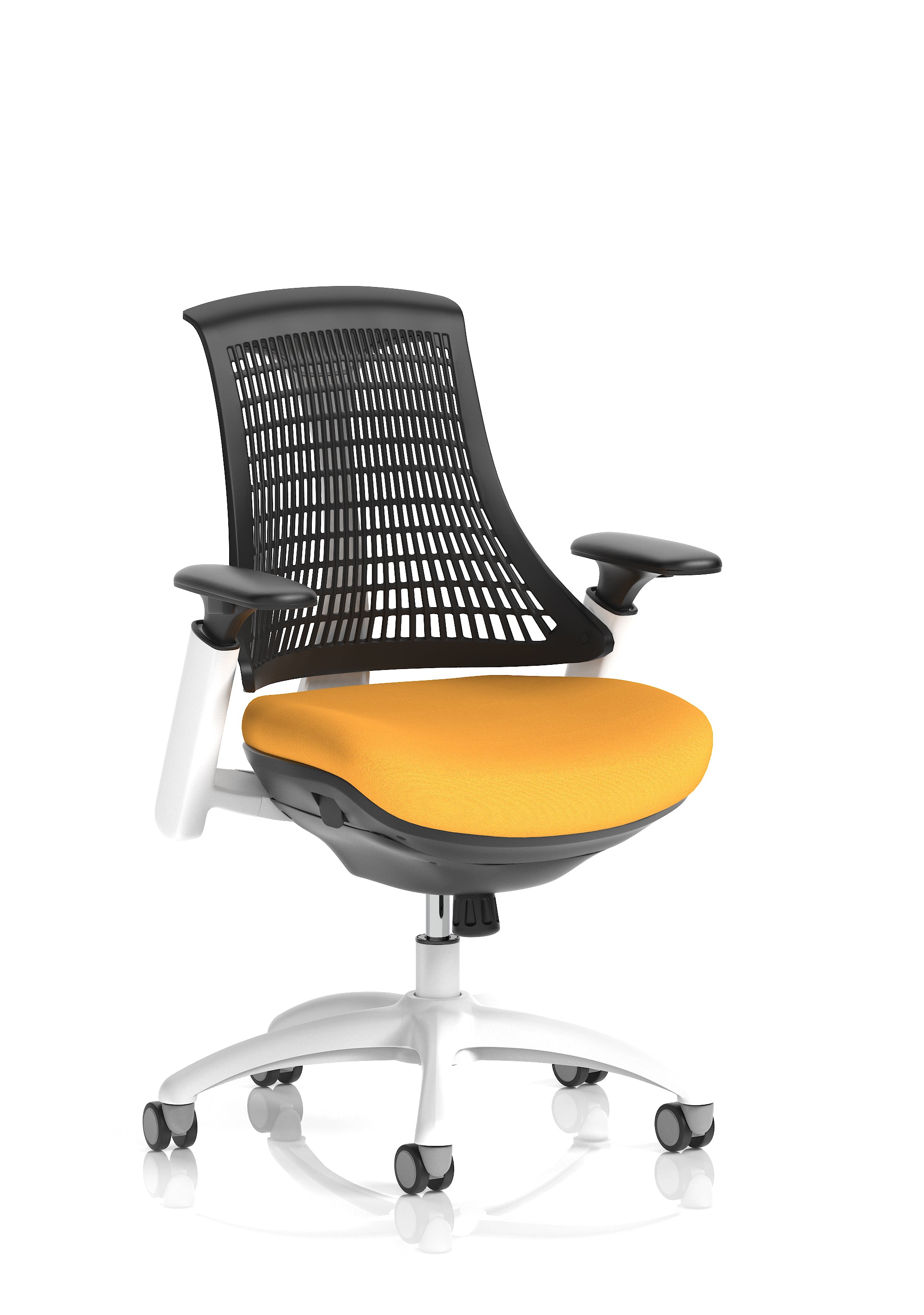 Flex Task Operator Chair White Frame Black Back Senna Yellow