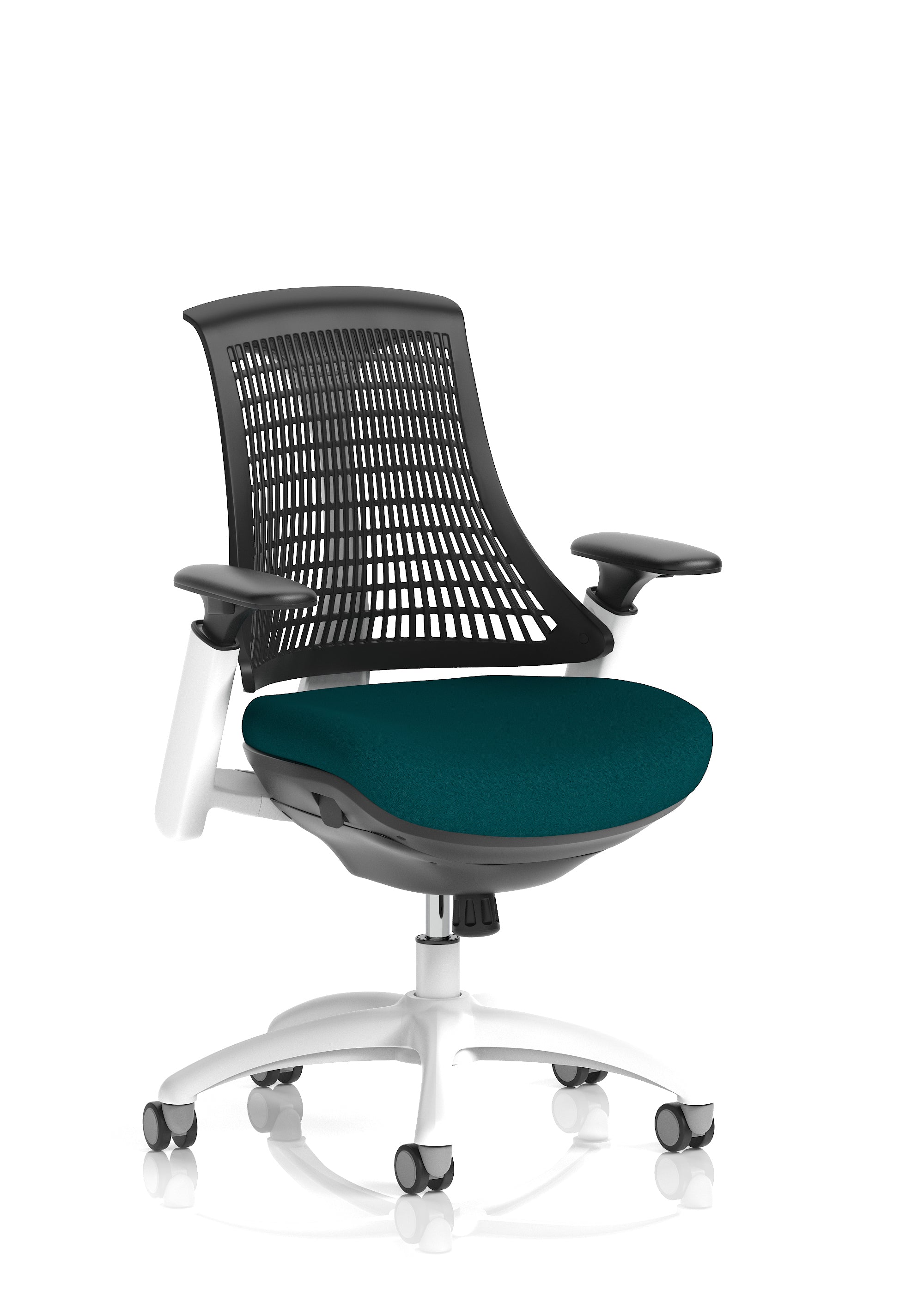 Flex Task Operator Chair White Frame Black Back Maringa Teal