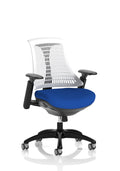 Flex Task Operator Chair Black Frame White Back Stevia Blue
