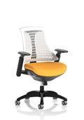 Flex Task Operator Chair Black Frame White Back Senna Yellow