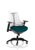 Flex Task Operator Chair Black Frame White Back Maringa Teal
