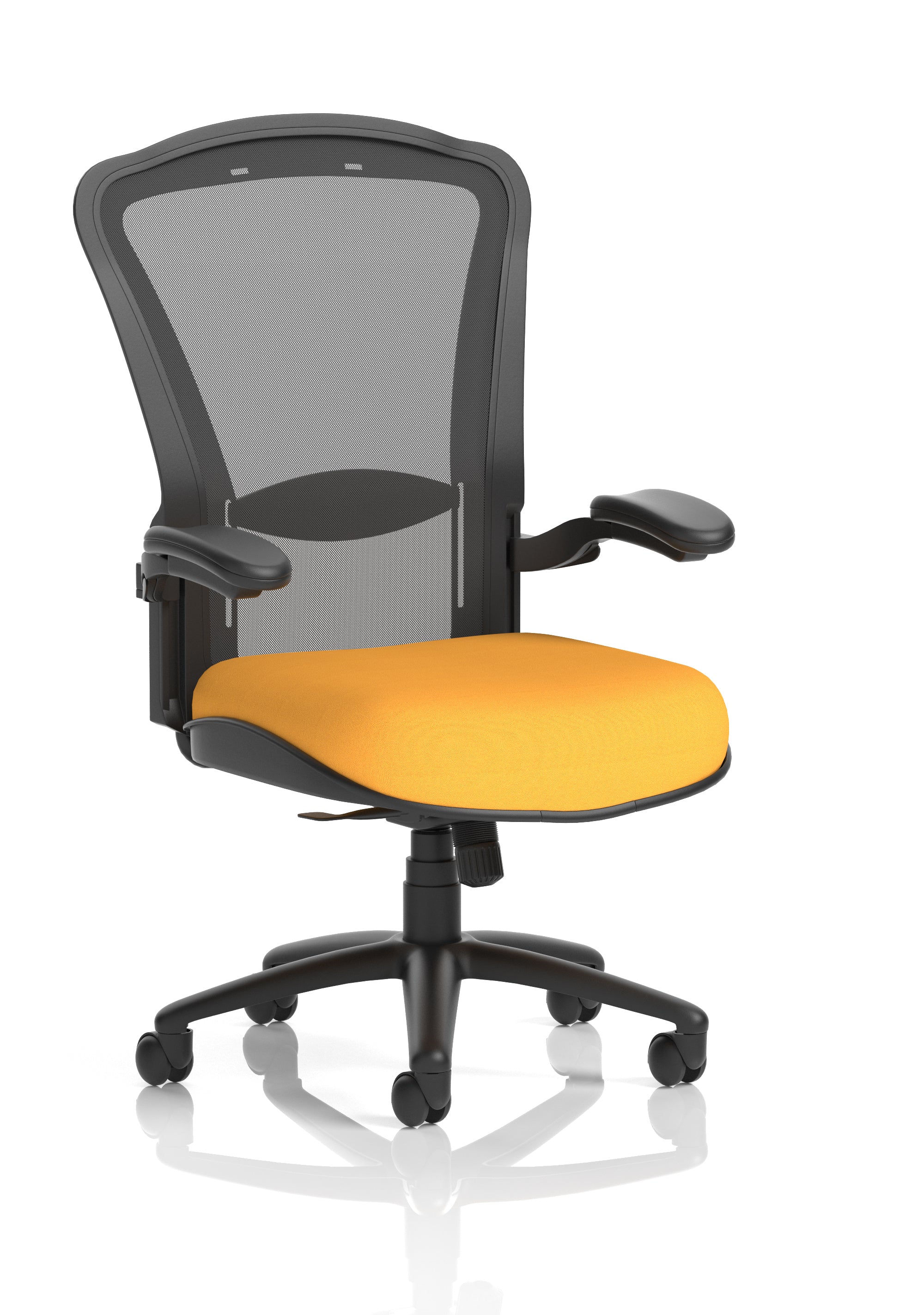 Houston Heavy Duty Task Operator Chair Black Mesh Back Senna Yellow