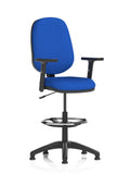 Eclipse Plus I Ergonomic Chair With High Rise Draughtsman Kit (Adjustable Arms) (Back & Seat) Stevia Blue