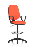 Eclipse Plus I Ergonomic Chair With High Rise Draughtsman Kit (Loop Arms) (Back & Seat) Tabasco Orange