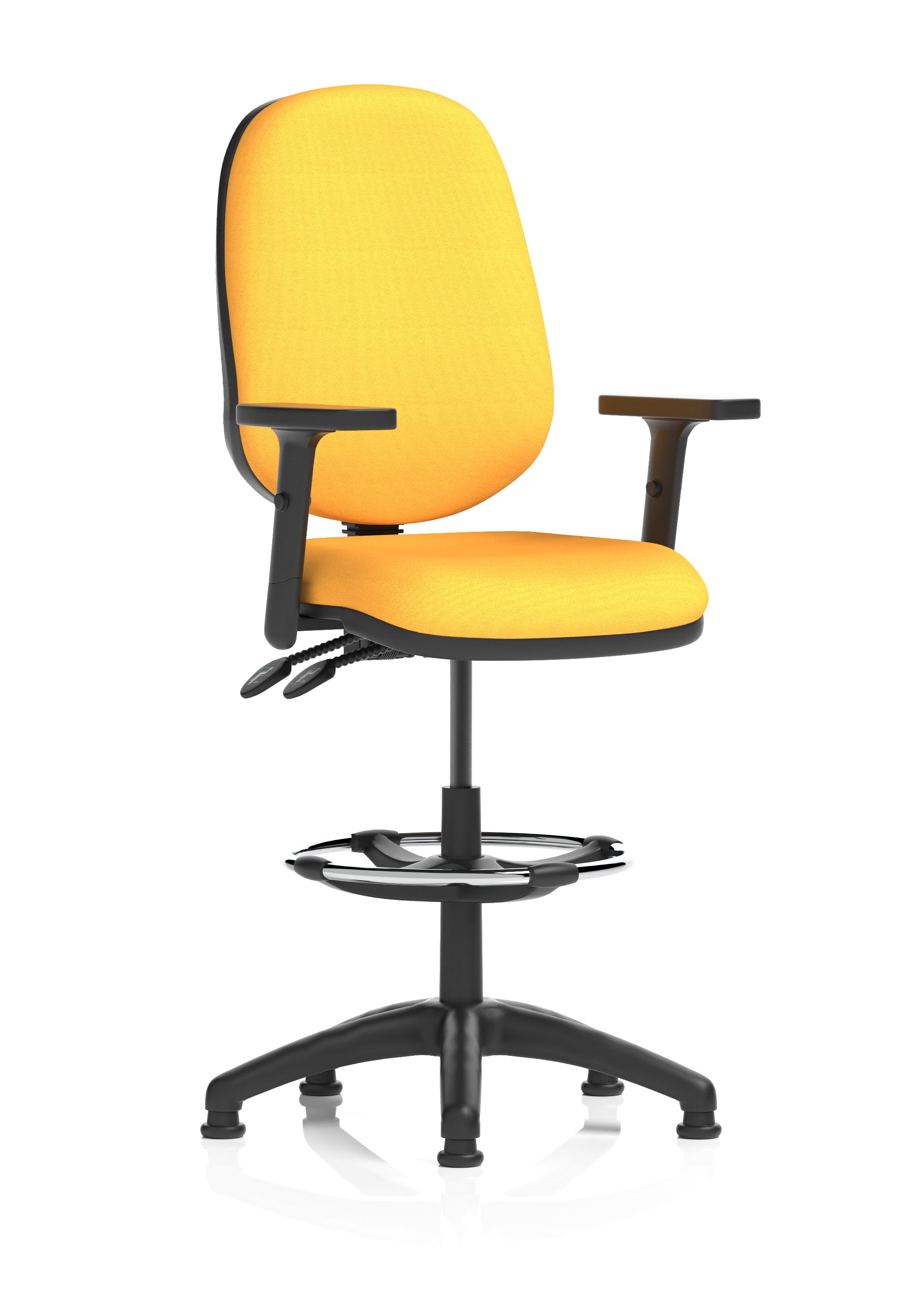 Eclipse Plus II Ergonomic Chair With High Rise Draughtsman Kit (Adjustable Arms) (Back & Seat) Senna Yellow
