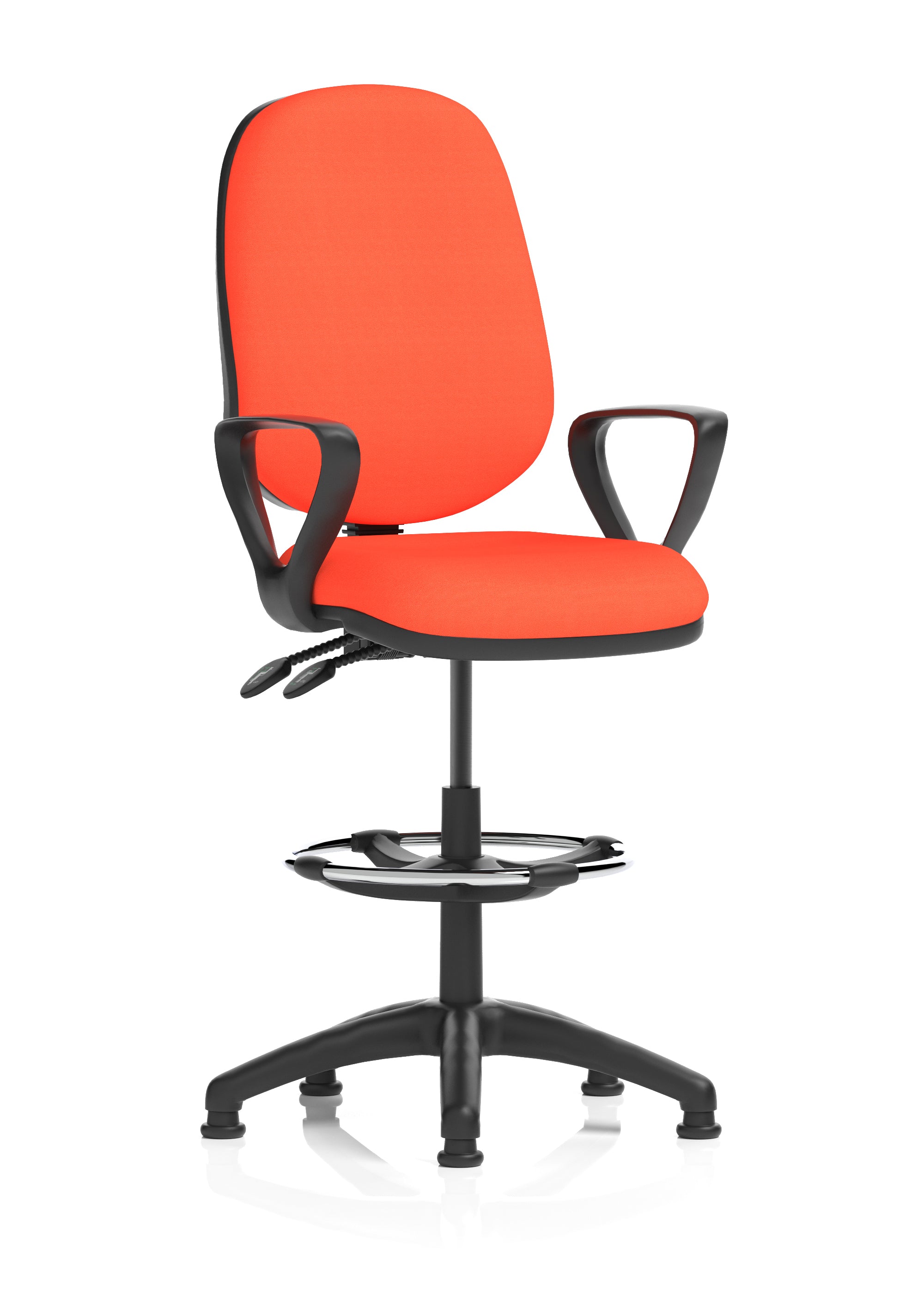 Eclipse Plus II Ergonomic Chair With High Rise Draughtsman Kit (Loop Arms) (Back & Seat) Tabasco Orange