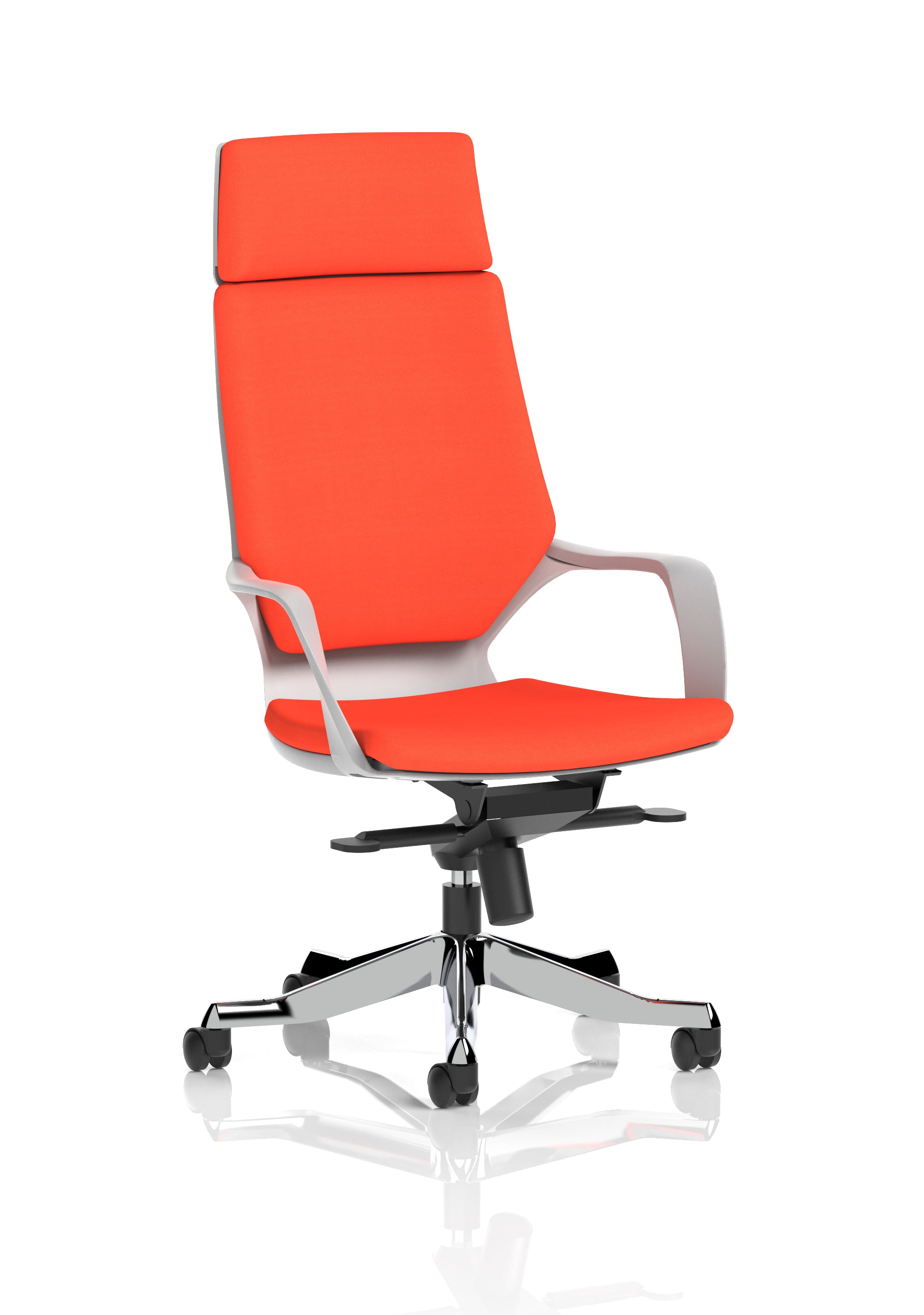 Xenon Executive White Shell High Back (With Headrest) (Back & Seat) Tabasco Orange