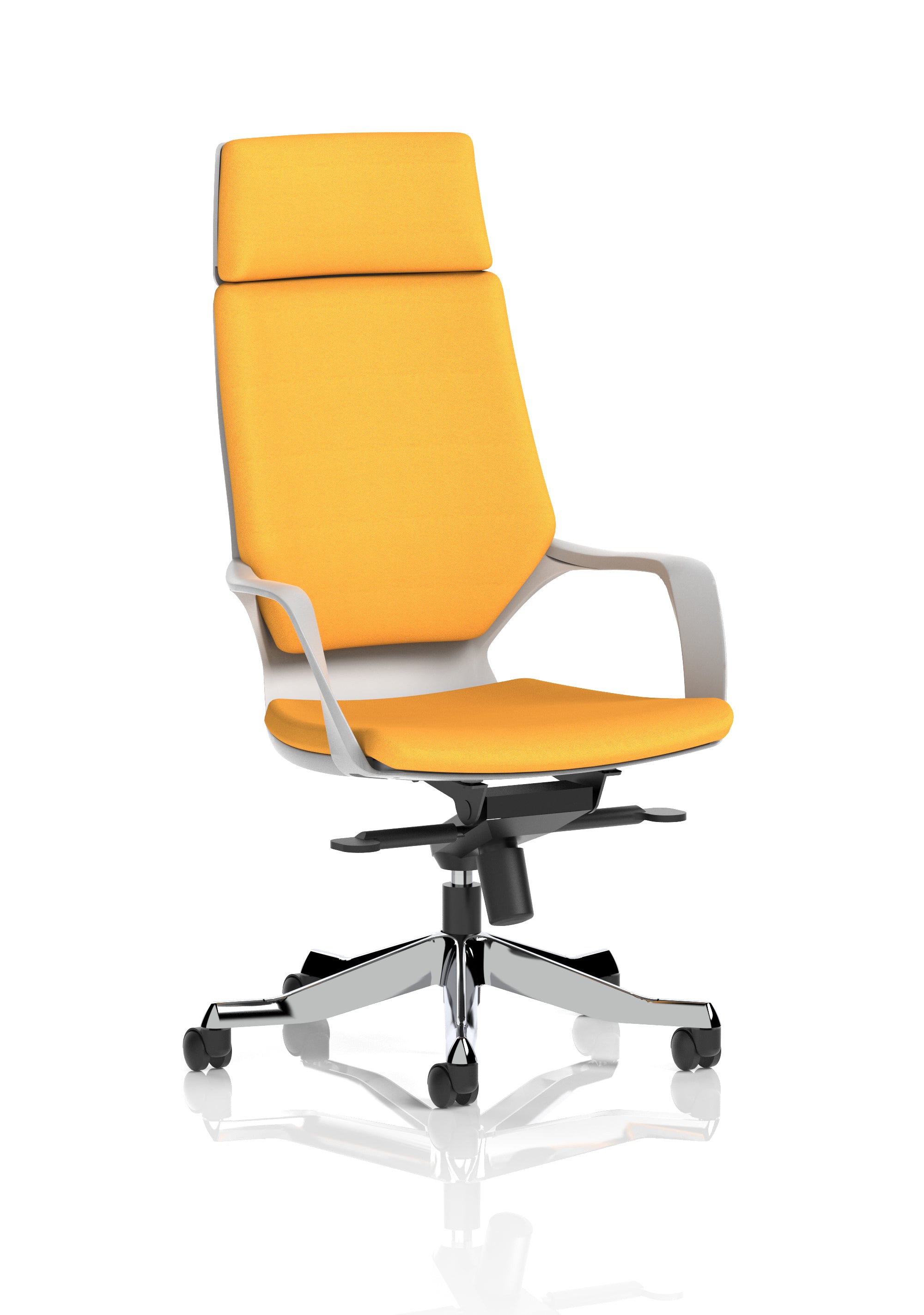 Xenon Executive White Shell High Back (With Headrest) (Back & Seat) Senna Yellow