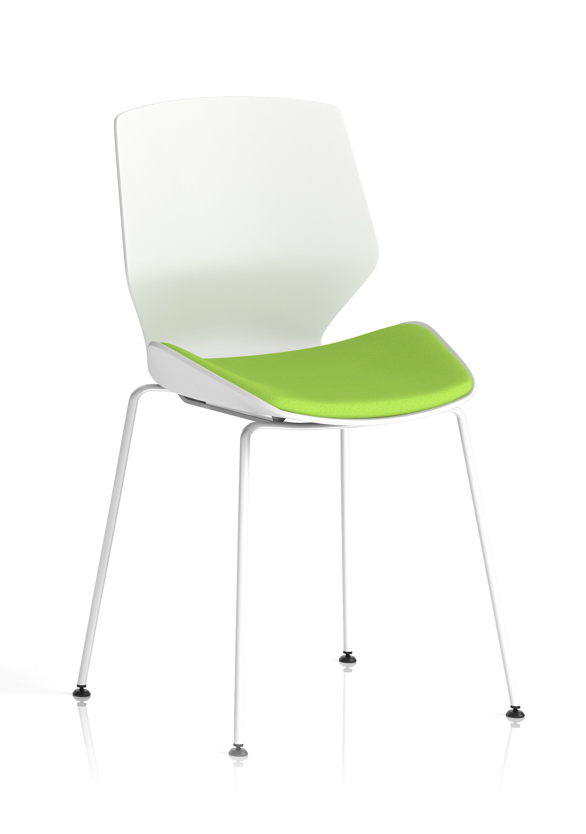 Florence White Frame Visitor Chair Myrrh Green