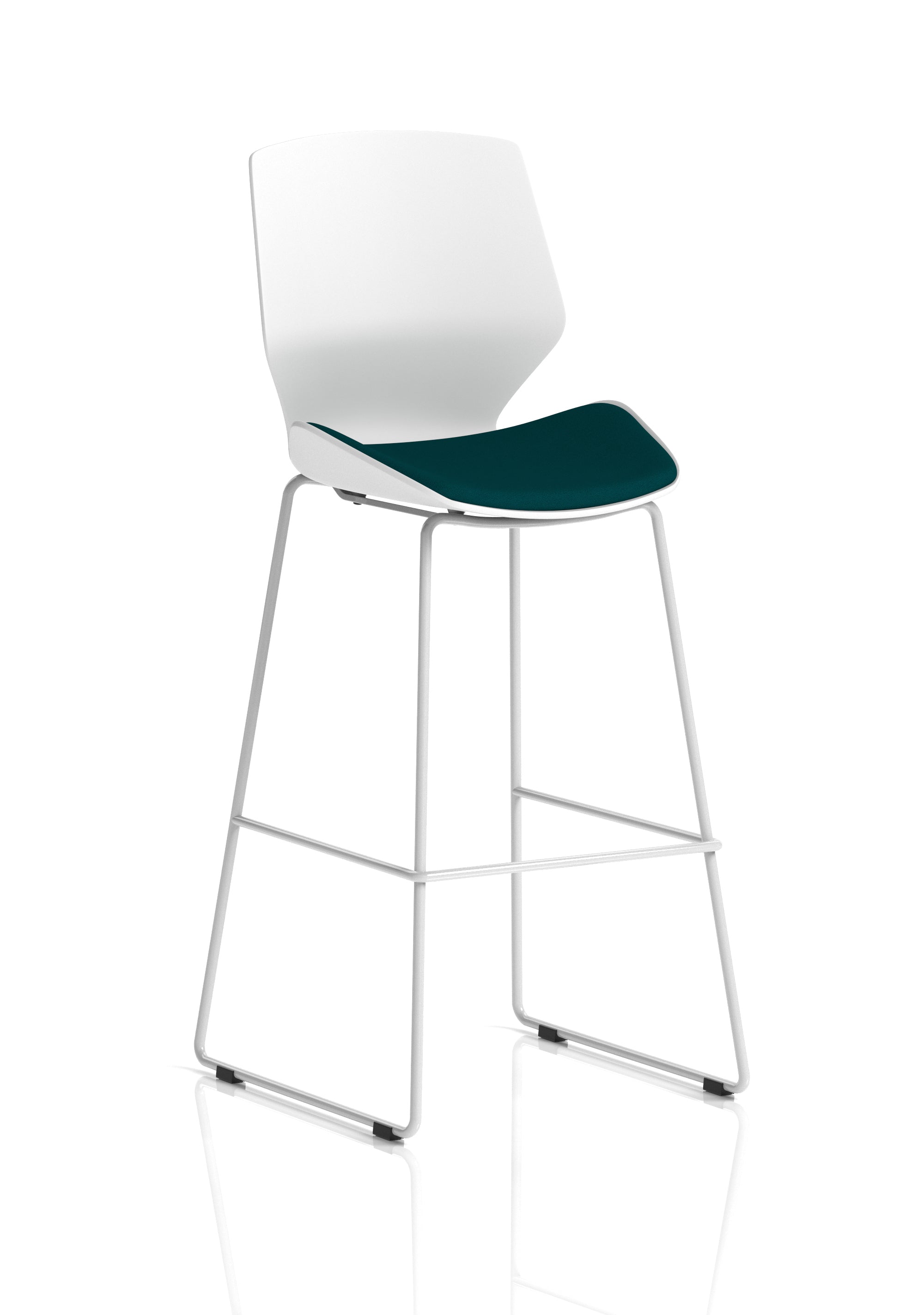 Florence White Frame High Stool Maringa Teal