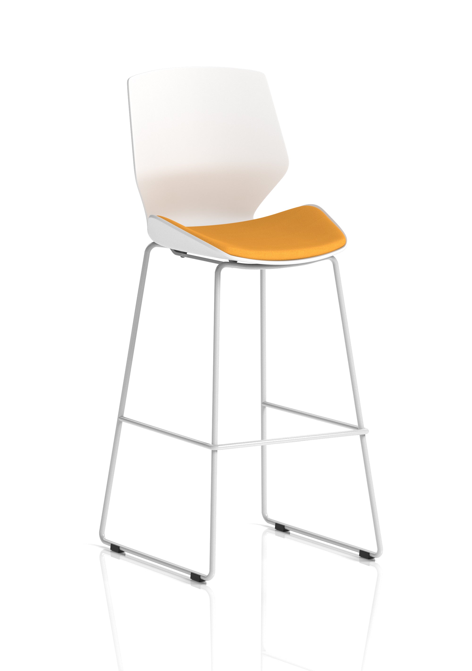 Florence White Frame High Stool Senna Yellow