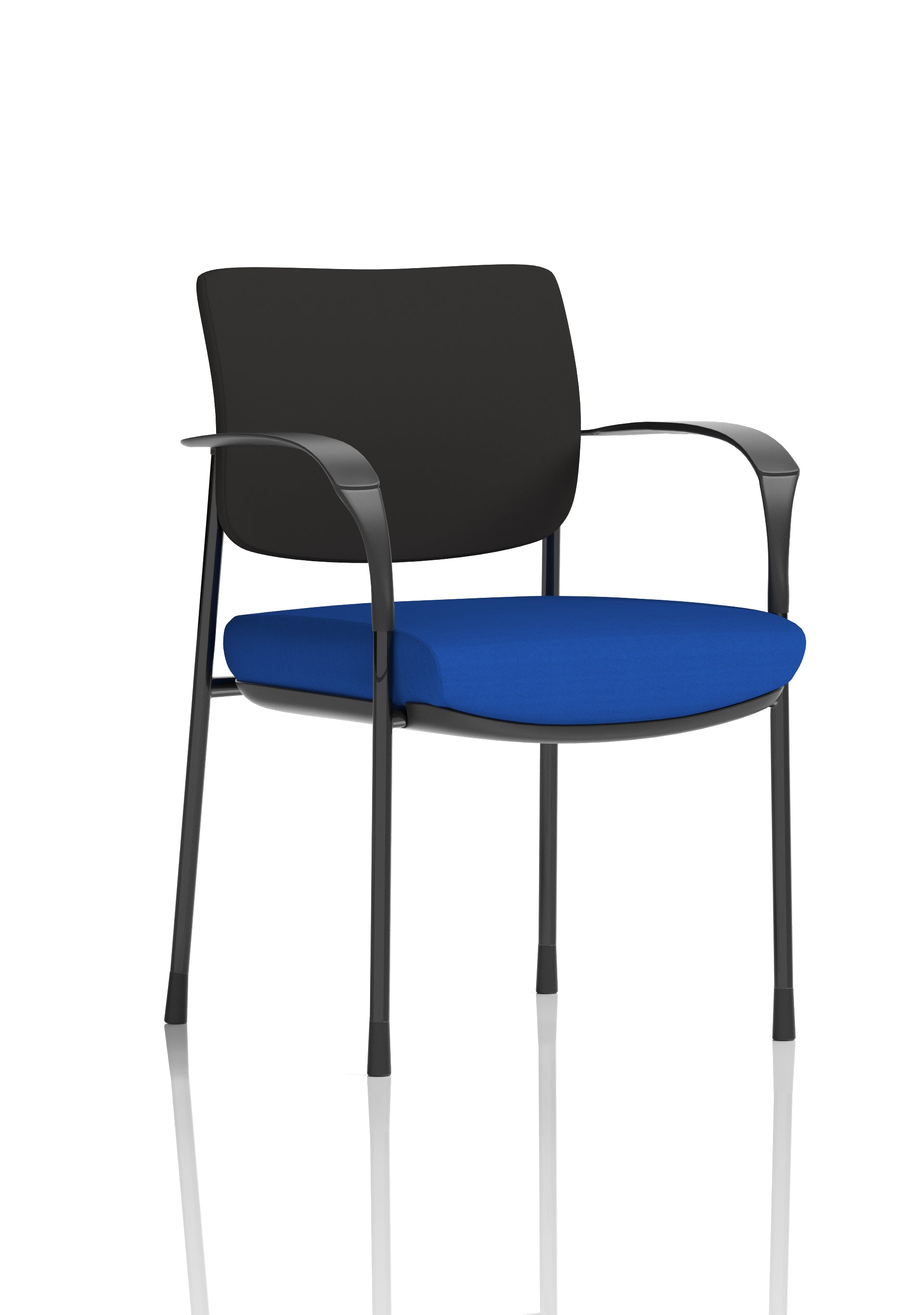 Brunswick Deluxe With Arms Black Frame Black Fabric Back Stevia Blue