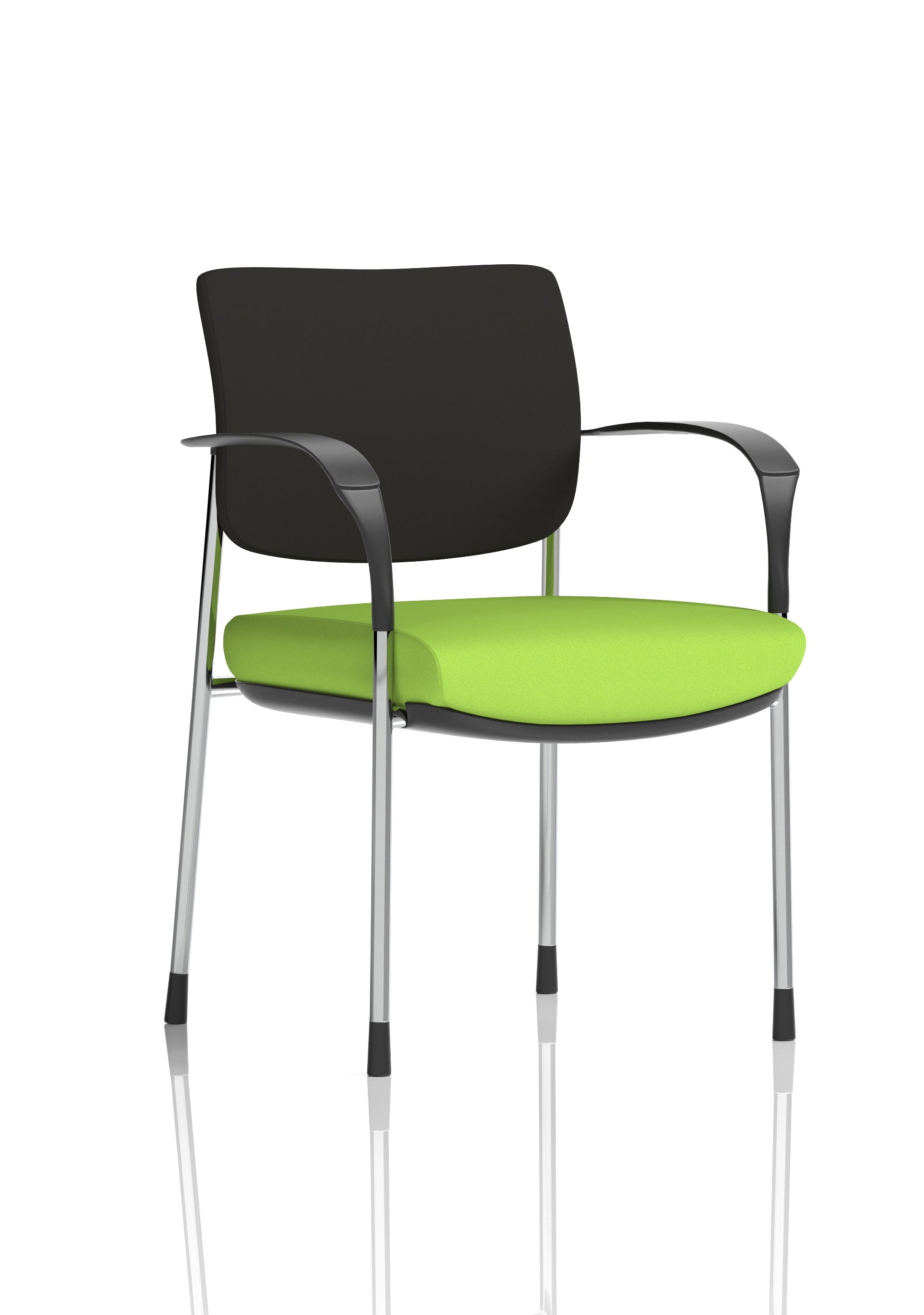 Brunswick Deluxe With Arms Chrome Frame Black Fabric Back Myrrh Green