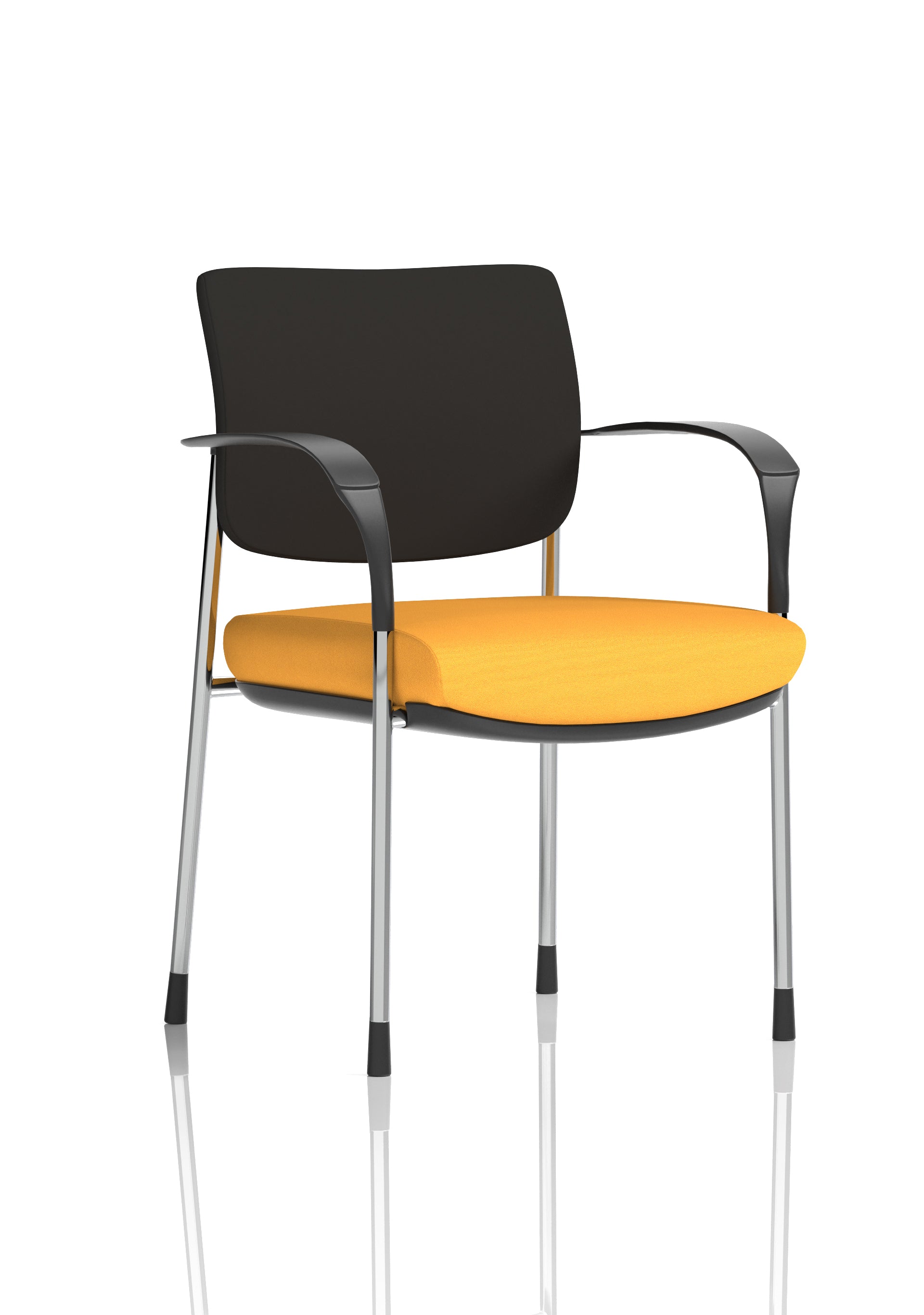Brunswick Deluxe With Arms Chrome Frame Black Fabric Back Senna Yellow